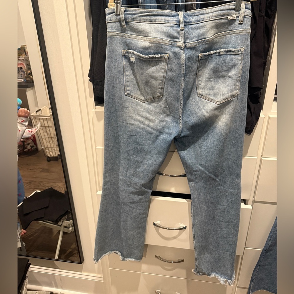 Stylish Light Blue Distressed Ankle Jeans - Picture 3 of 3